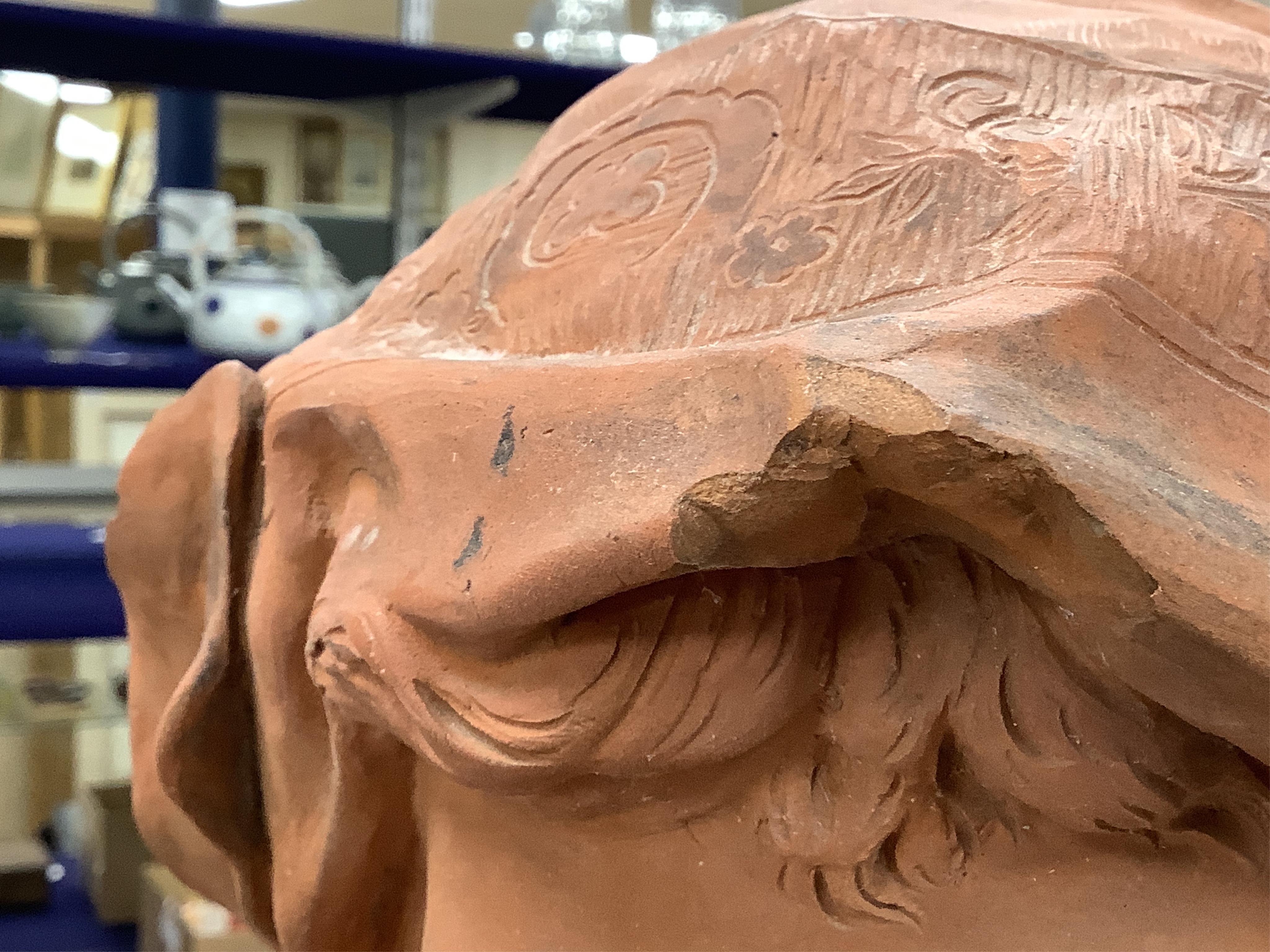 A Bretby classical terracotta bust, 51cm